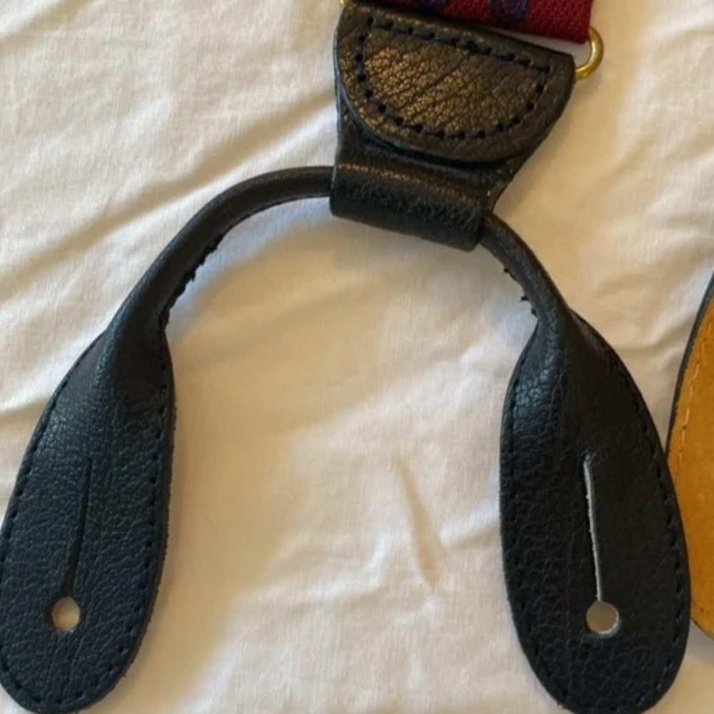 Coach burgundy suspenders, adjustable black leather button tans One Size - Picture 4 of 8